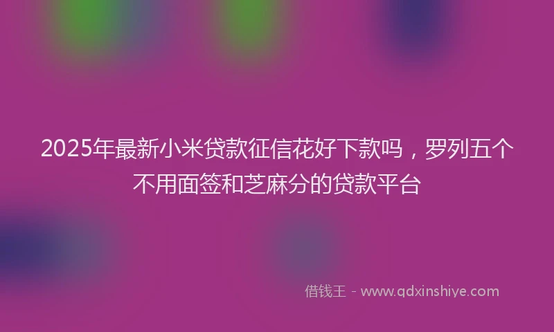 2025年最新小米贷款征信花好下款吗，罗列五个不用面签和芝麻分的贷款平台