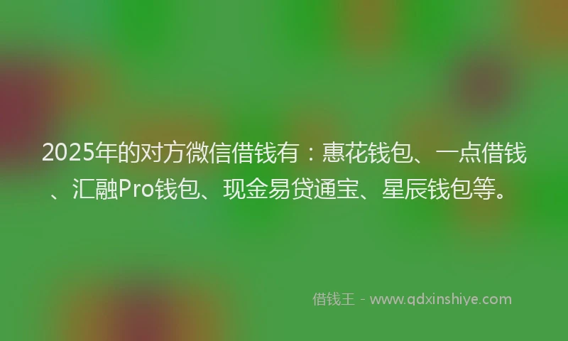 2025年的对方微信借钱有：惠花钱包、一点借钱、汇融Pro钱包、现金易贷通宝、星辰钱包等。