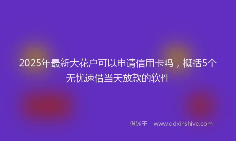 2025年最新大花户可以申请信用卡吗，概括5个无忧速借当天放款的软件