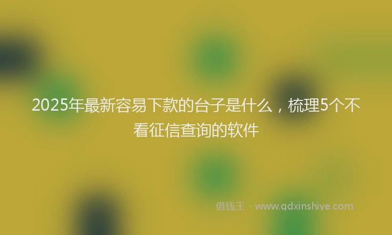2025年最新容易下款的台子是什么，梳理5个不看征信查询的软件