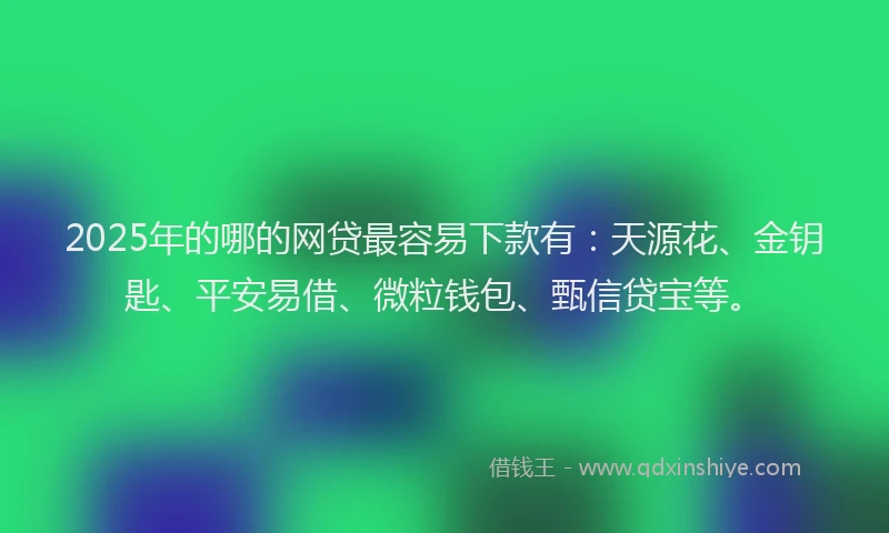 2025年的哪的网贷最容易下款有：天源花、金钥匙、平安易借、微粒钱包、甄信贷宝等。