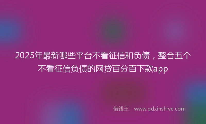 2025年最新哪些平台不看征信和负债，整合五个不看征信负债的网贷百分百下款app