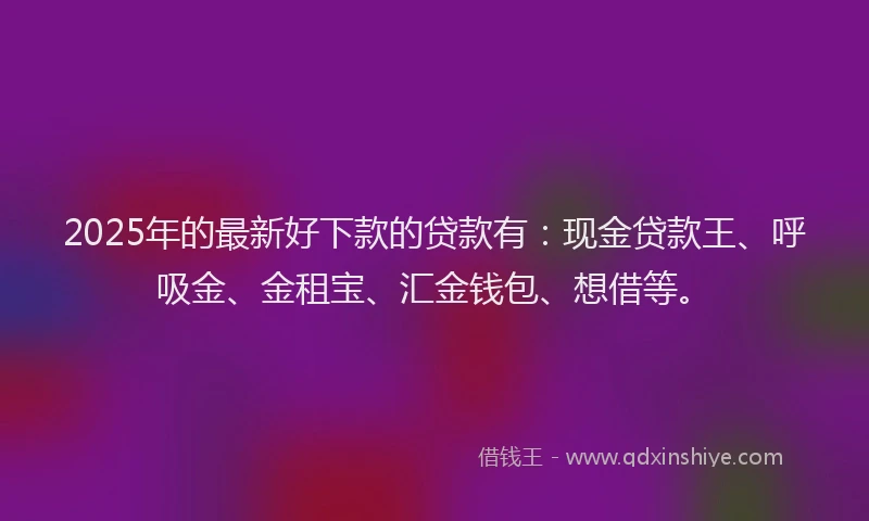 2025年的最新好下款的贷款有：现金贷款王、呼吸金、金租宝、汇金钱包、想借等。