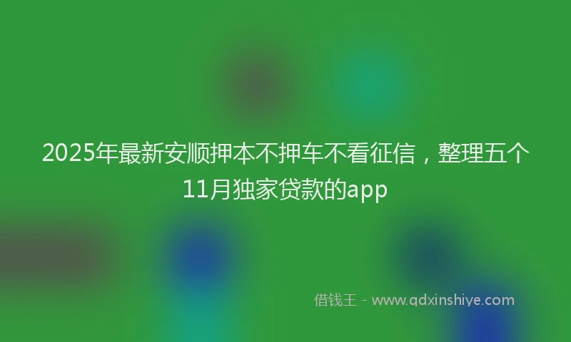 2025年最新安顺押本不押车不看征信，整理五个11月独家贷款的app