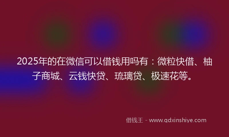2025年的在微信可以借钱用吗有：微粒快借、柚子商城、云钱快贷、琉璃贷、极速花等。