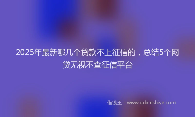 2025年最新哪几个贷款不上征信的，总结5个网贷无视不查征信平台