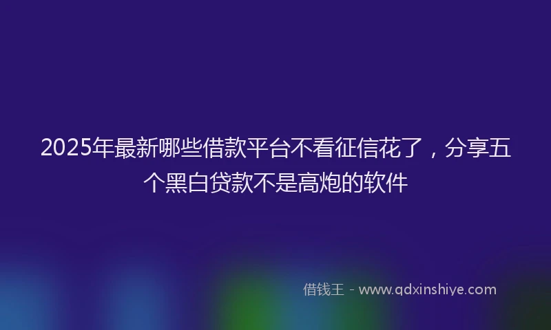 2025年最新哪些借款平台不看征信花了，分享五个黑白贷款不是高炮的软件