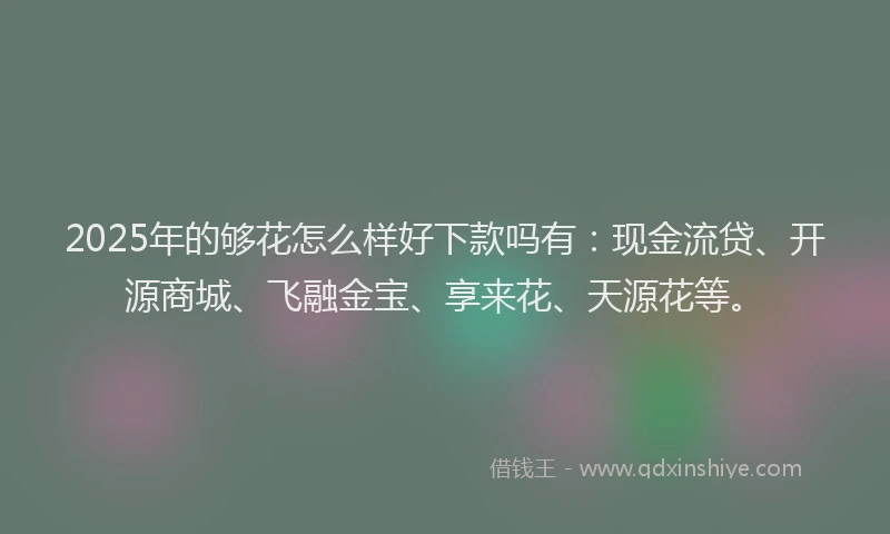 2025年的够花怎么样好下款吗有：现金流贷、开源商城、飞融金宝、享来花、天源花等。