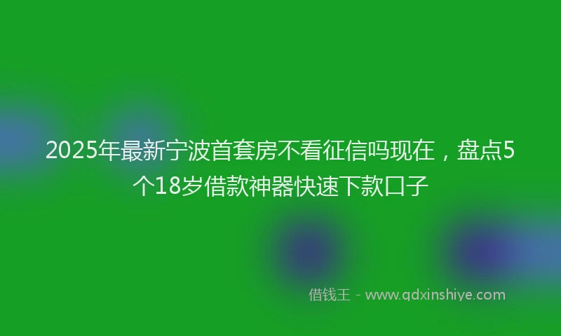 2025年最新宁波首套房不看征信吗现在，盘点5个18岁借款神器快速下款口子