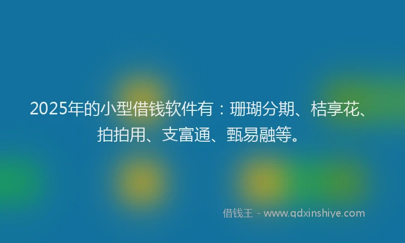 2025年的小型借钱软件有：珊瑚分期、桔享花、拍拍用、支富通、甄易融等。