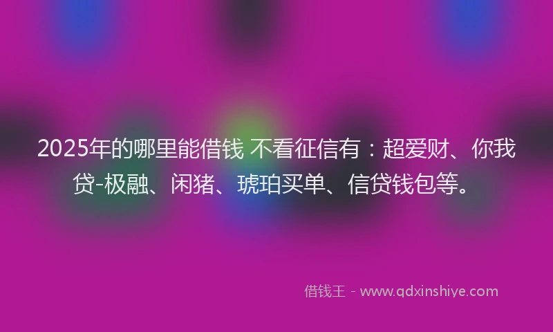 2025年的哪里能借钱 不看征信有：超爱财、你我贷-极融、闲猪、琥珀买单、信贷钱包等。