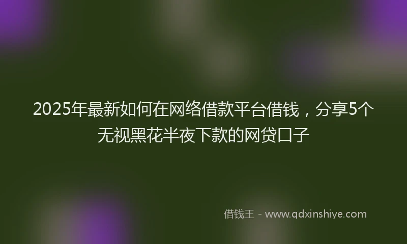 2025年最新如何在网络借款平台借钱，分享5个无视黑花半夜下款的网贷口子