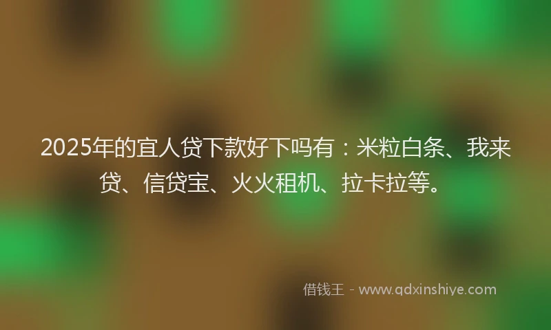 2025年的宜人贷下款好下吗有：米粒白条、我来贷、信贷宝、火火租机、拉卡拉等。