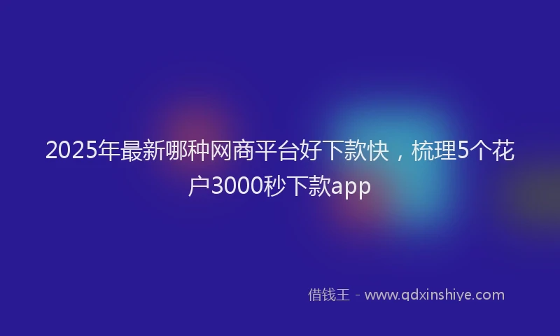 2025年最新哪种网商平台好下款快，梳理5个花户3000秒下款app