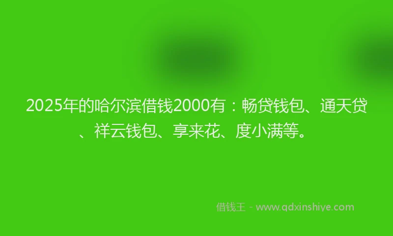 2025年的哈尔滨借钱2000有：畅贷钱包、通天贷、祥云钱包、享来花、度小满等。