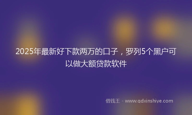 2025年最新好下款两万的口子，罗列5个黑户可以做大额贷款软件