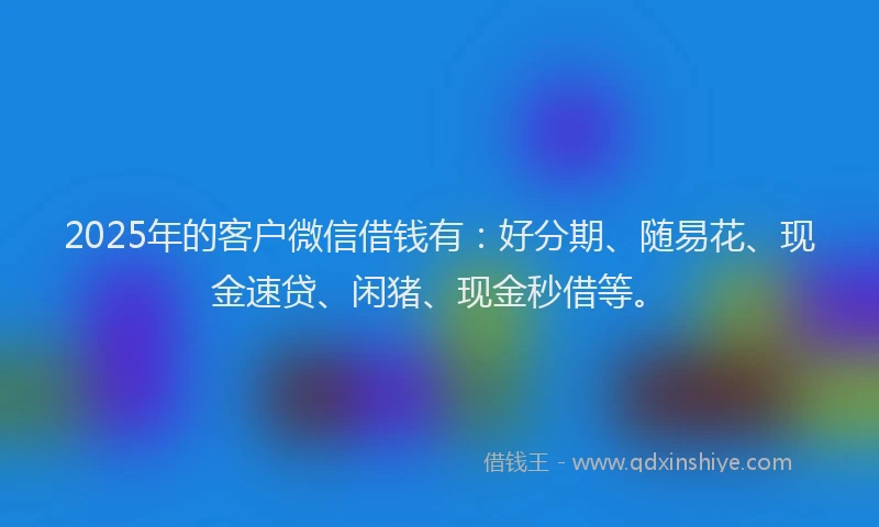 2025年的客户微信借钱有：好分期、随易花、现金速贷、闲猪、现金秒借等。