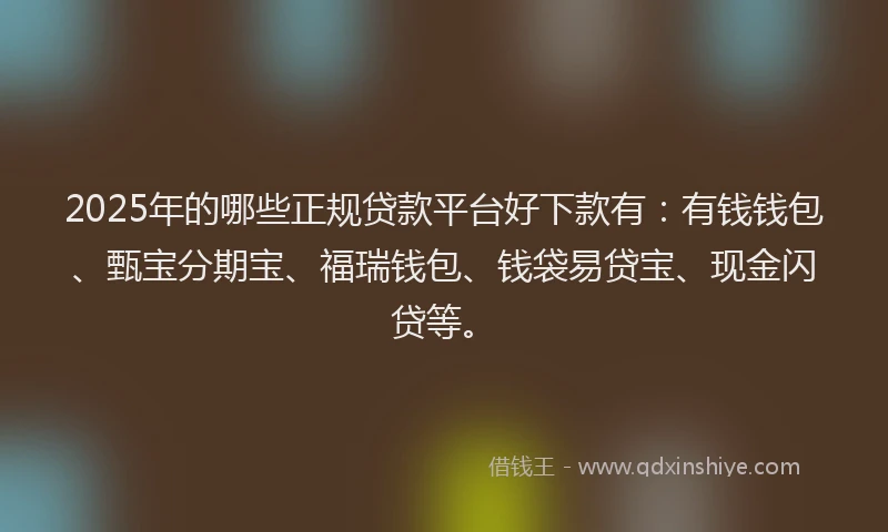 2025年的哪些正规贷款平台好下款有：有钱钱包、甄宝分期宝、福瑞钱包、钱袋易贷宝、现金闪贷等。