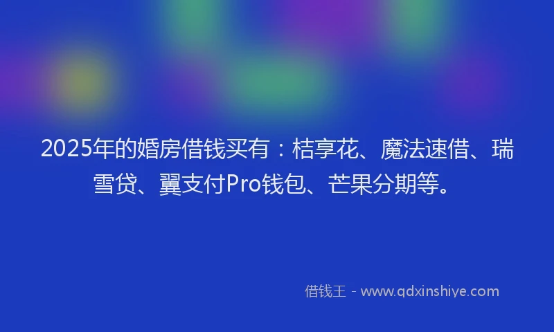 2025年的婚房借钱买有：桔享花、魔法速借、瑞雪贷、翼支付Pro钱包、芒果分期等。
