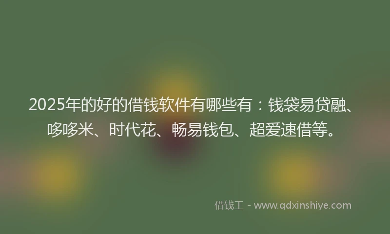 2025年的好的借钱软件有哪些有：钱袋易贷融、哆哆米、时代花、畅易钱包、超爱速借等。