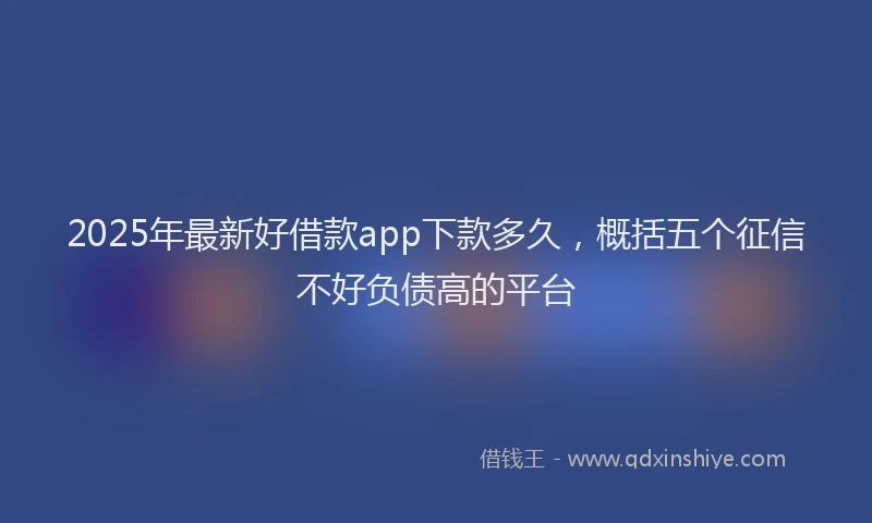 2025年最新好借款app下款多久，概括五个征信不好负债高的平台