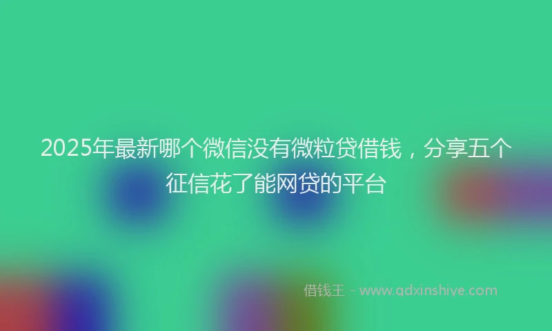 2025年最新哪个微信没有微粒贷借钱，分享五个征信花了能网贷的平台