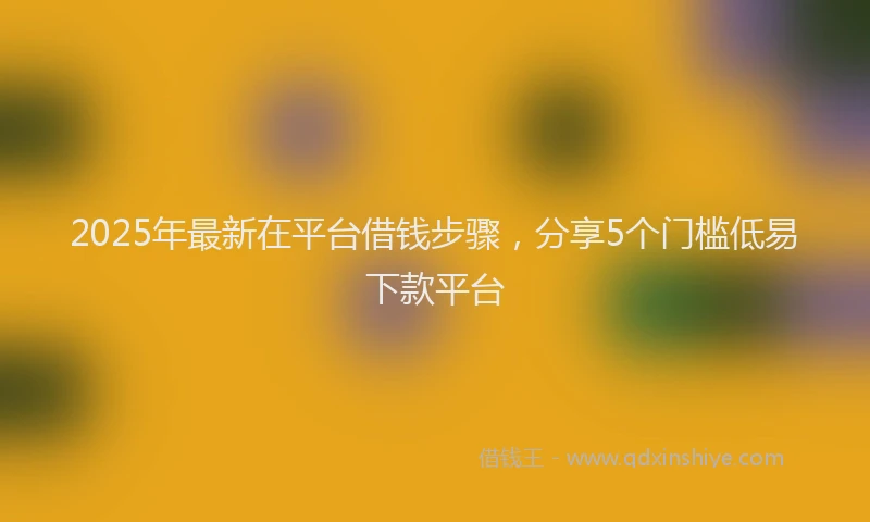 2025年最新在平台借钱步骤，分享5个门槛低易下款平台