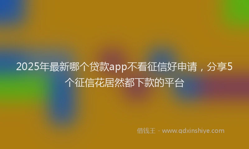 2025年最新哪个贷款app不看征信好申请，分享5个征信花居然都下款的平台