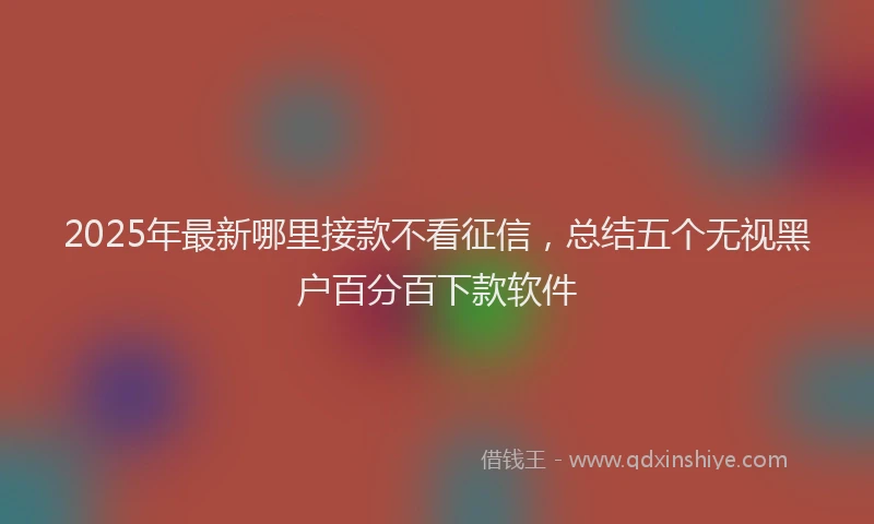 2025年最新哪里接款不看征信，总结五个无视黑户百分百下款软件