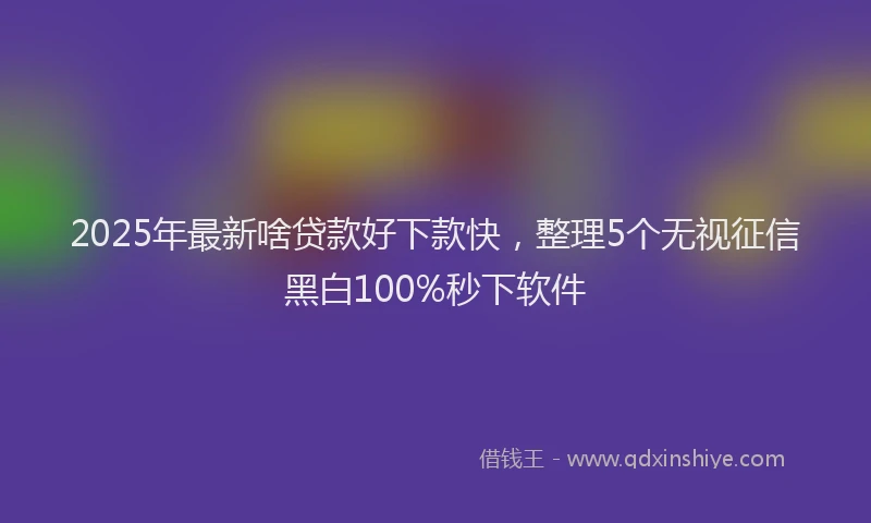 2025年最新啥贷款好下款快，整理5个无视征信黑白100%秒下软件