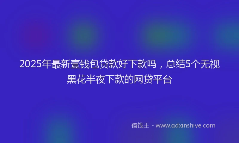 2025年最新壹钱包贷款好下款吗，总结5个无视黑花半夜下款的网贷平台