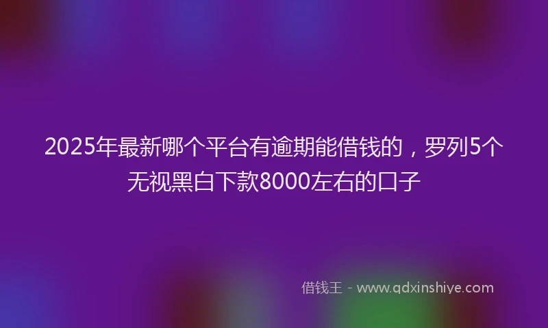 2025年最新哪个平台有逾期能借钱的，罗列5个无视黑白下款8000左右的口子