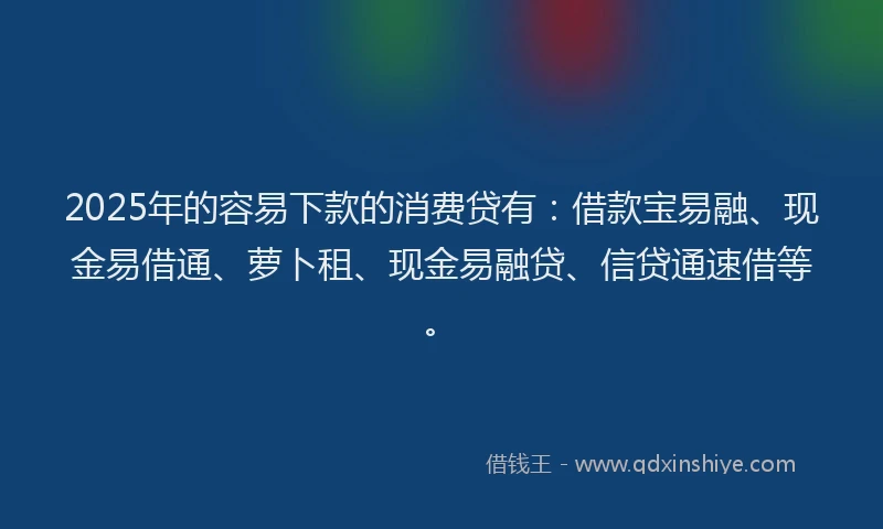 2025年的容易下款的消费贷有：借款宝易融、现金易借通、萝卜租、现金易融贷、信贷通速借等。