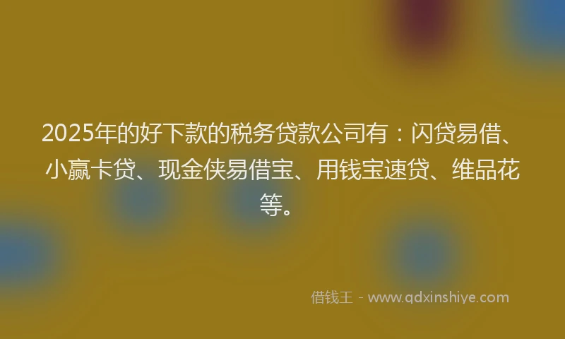 2025年的好下款的税务贷款公司有：闪贷易借、小赢卡贷、现金侠易借宝、用钱宝速贷、维品花等。