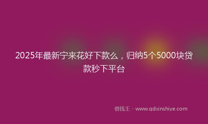 2025年最新宁来花好下款么，归纳5个5000块贷款秒下平台