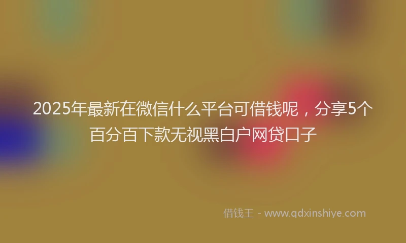 2025年最新在微信什么平台可借钱呢，分享5个百分百下款无视黑白户网贷口子