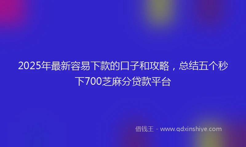 2025年最新容易下款的口子和攻略，总结五个秒下700芝麻分贷款平台