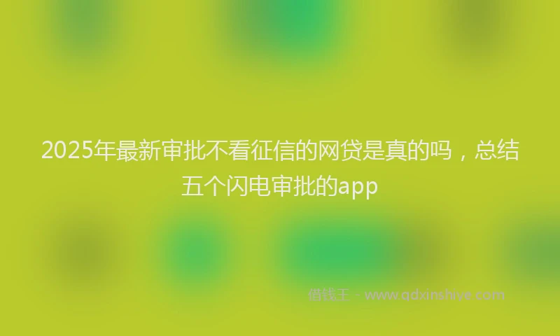 2025年最新审批不看征信的网贷是真的吗，总结五个闪电审批的app