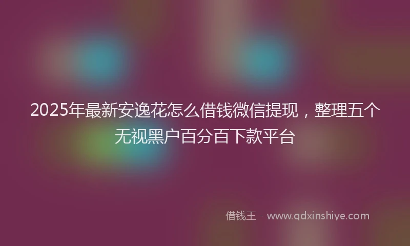 2025年最新安逸花怎么借钱微信提现，整理五个无视黑户百分百下款平台