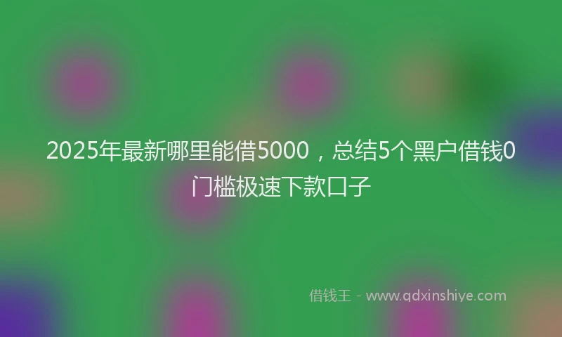 2025年最新哪里能借5000，总结5个黑户借钱0门槛极速下款口子