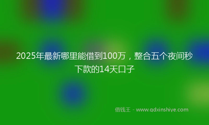 2025年最新哪里能借到100万，整合五个夜间秒下款的14天口子