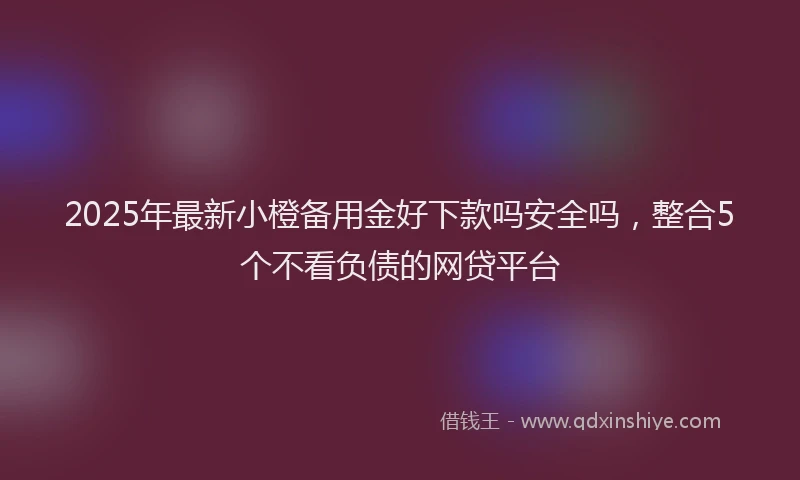 2025年最新小橙备用金好下款吗安全吗，整合5个不看负债的网贷平台