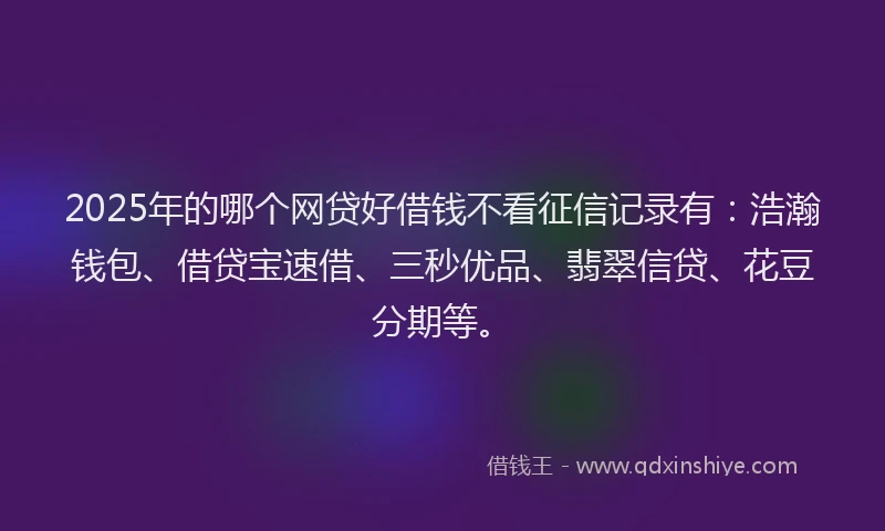 2025年的哪个网贷好借钱不看征信记录有：浩瀚钱包、借贷宝速借、三秒优品、翡翠信贷、花豆分期等。
