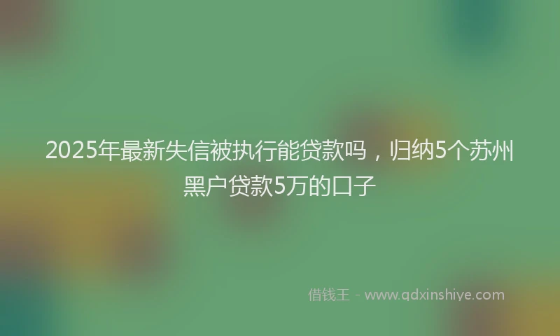 2025年最新失信被执行能贷款吗，归纳5个苏州黑户贷款5万的口子