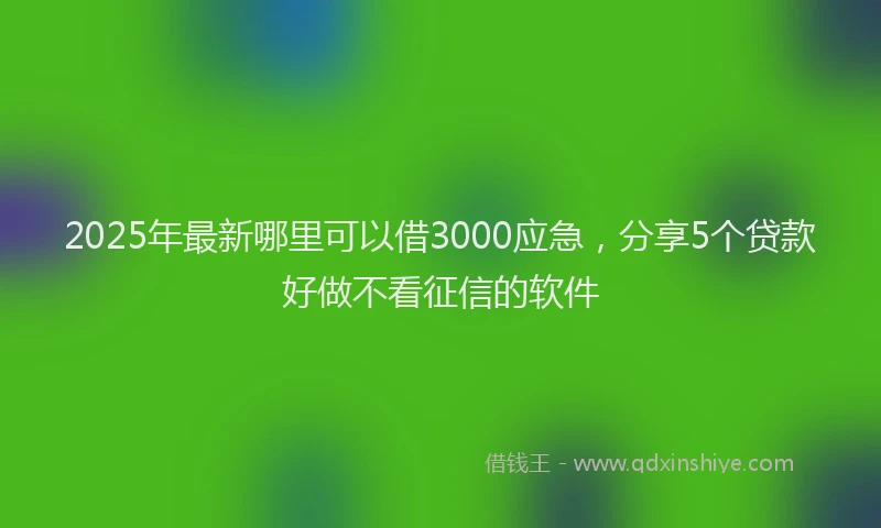 2025年最新哪里可以借3000应急，分享5个贷款好做不看征信的软件