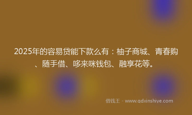 2025年的容易贷能下款么有：柚子商城、青春购、随手借、哆来咪钱包、融享花等。