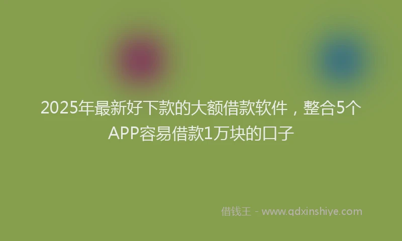 2025年最新好下款的大额借款软件，整合5个APP容易借款1万块的口子