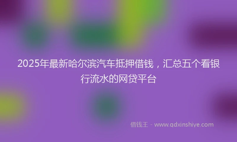 2025年最新哈尔滨汽车抵押借钱，汇总五个看银行流水的网贷平台