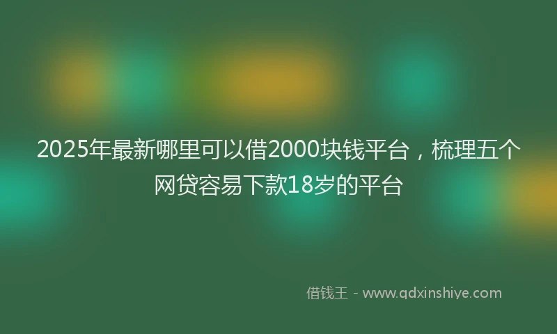 2025年最新哪里可以借2000块钱平台，梳理五个网贷容易下款18岁的平台