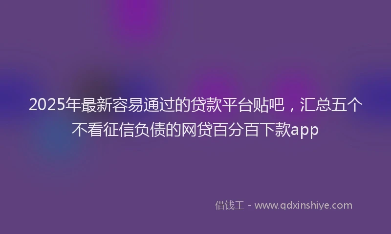 2025年最新容易通过的贷款平台贴吧，汇总五个不看征信负债的网贷百分百下款app